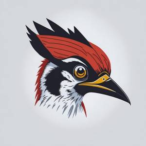 Дятел голова птицы дизайн персонажа из мультфильма красочная иконка птицы симпатичный шаблон дятла векто