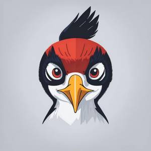 Дятел голова птицы дизайн персонажа из мультфильма красочная иконка птицы симпатичный шаблон дятла векто