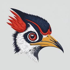 Дятел голова птицы дизайн персонажа из мультфильма красочная иконка птицы симпатичный шаблон дятла векто