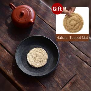 Чайные блюдца, чайный поднос круглой формы из натуральной глины, подставка для чайника, чайная посуда, вулканические скалы, украшение для дома и стола