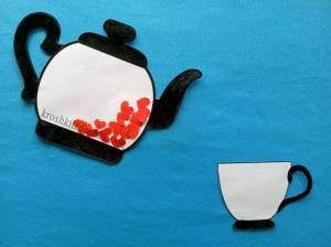 Аппликация чашка чая с сердечками