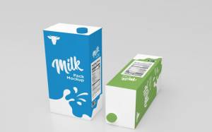 Шаблон макета для упаковки двух молочных продуктов объемом один литр 3D