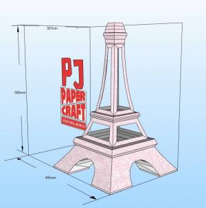 Эйфелева башня из бумаги,  шаблон паперкрафт, оригами
