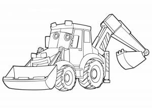 Раскраски Экскаватор погрузчик
