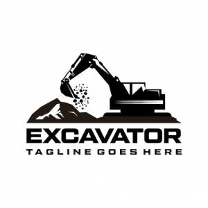 Векторный шаблон логотипа экскаватора-экскаватора