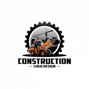 Шаблон логотипа экскаватора вектор логотипа тяжелой техники для строительной компании