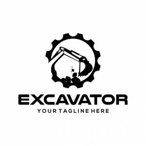 Векторный шаблон логотипа экскаватора и строительства
