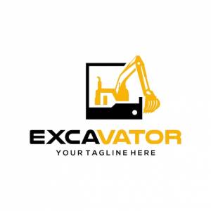 Векторный шаблон логотипа экскаватора и строительства