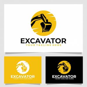 Шаблон векторного дизайна логотипа экскаватора
