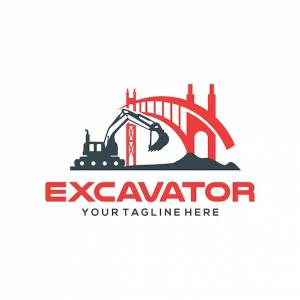 Векторный шаблон логотипа экскаватора и строительства