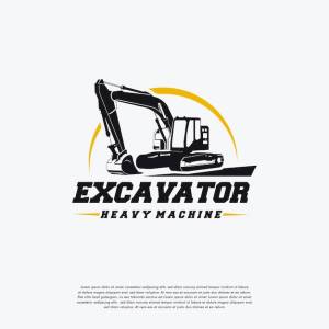 Шаблон дизайна логотипа тяжелой машины экскаватора, вектор логотипа большого экскаватора, значок символа логотипа
