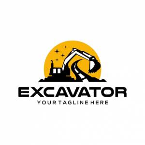 Векторный шаблон логотипа экскаватора и строительства