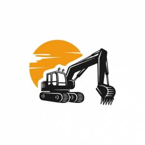 Креативная иллюстрация экскаватора для шаблона логотипа