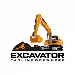 Иллюстрация векторного шаблона логотипа экскаватора