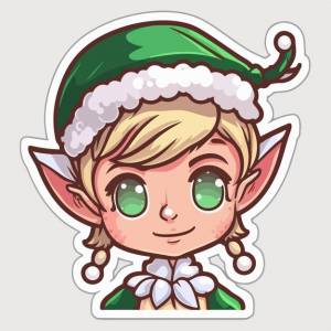 Шаблон наклейки с коллекцией стикеров рождественских эльфов xmas santa elf многоцветный