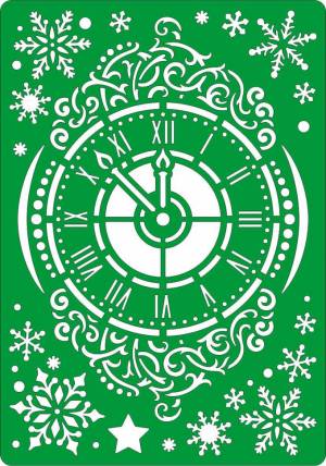 Трафарет на клеевой основе Новогодние часы, 14*20 см
