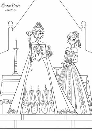 Раскраска Королева Эльза и ее сестра