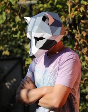 Маска енота, шаблон PDF для сборки модели из бумаги