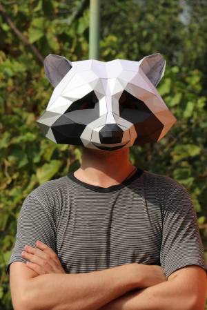 Маска єнота, PDF шаблон для складання паперової моделі