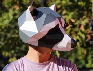 Маска енота, шаблон PDF для сборки модели из бумаги