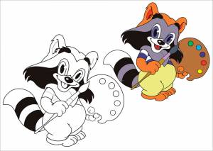 Раскраска Енот