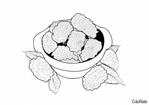 Раскраска Ежевика в тарелке
