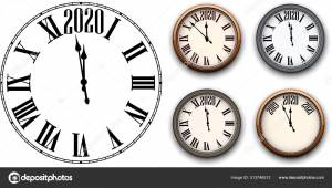 Новогодние часы на белом фоне