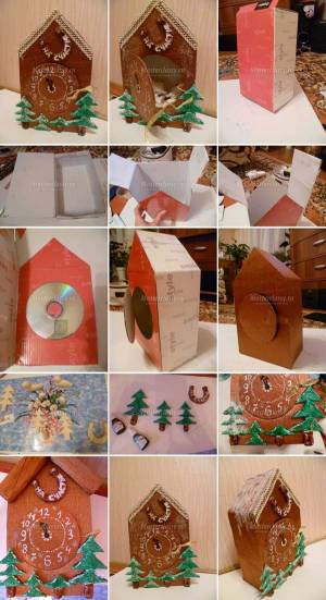 Новогодние часы своими руками для детского сада из подручных материалов, фото