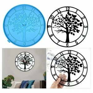 Часы с деревьями жизни, литые формы ручной работы, поделки, многоразовые настенные часы, украшения, круглые деревья жизни, украшение для дома