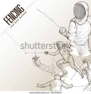 Illustration Fencing Hand Drawn Fencing Poster