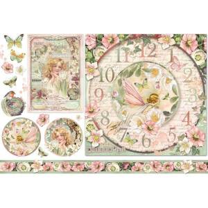 Бумага для декупажа STAMPERIA Часы и фея, рисовая, горизонтальная