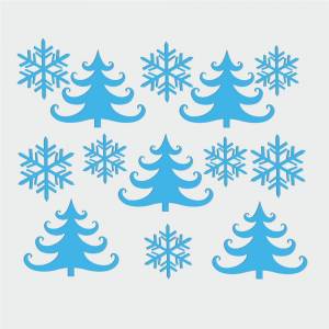 Трафарет Снежинки и елочки
