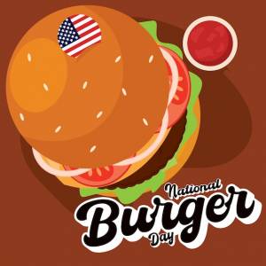 Изолированный мультяшный гамбургер цветной шаблон дня гамбургера вектор