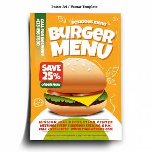 Шаблон плаката меню гамбургера