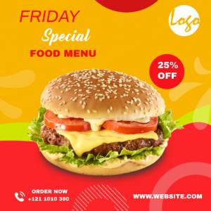 Шаблон рекламы бургеров в инстраграмме