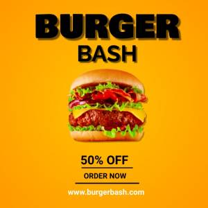 Шаблон шаблон поста в Instagram для рекламы гамбургеров