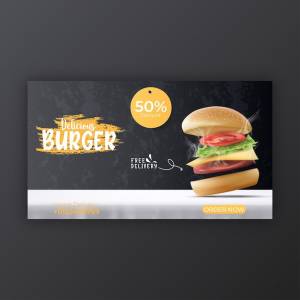 Шаблон обложки в социальных сетях для гамбургеров и еды