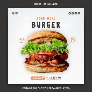 Шаблон поста в социальных сетях с квадратным меню гамбургера