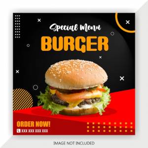 Шаблон поста в социальных сетях для гамбургеров и ресторана