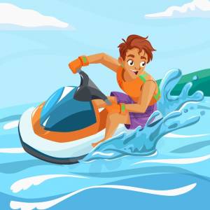 Нарисованная рукой иллюстрация гидроцикла