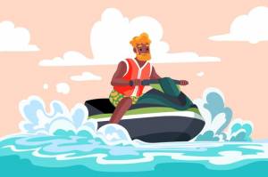 Нарисованная рукой иллюстрация гидроцикла