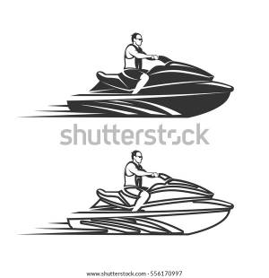 Set Jet Ski Watercraft Transport Vector