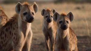 три гиены смотрят в камеру, картинки гиен, гиена, дикая природа фон картинки и Фото для й загрузки