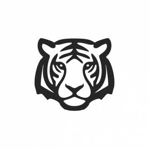 Стильный простой черно-белый векторный логотип тигра, изолированный на белом фоне