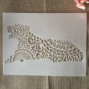 Большой трафарет XL 35*26 см с изображением мандалы, тигра, леопарда, «сделай сам», разные цвета, искусственная кожа, декоративный шаблон