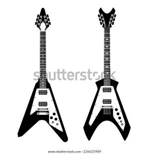Monochrome Black White Silhouette Electric Guitar