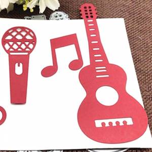 Металлические трафареты, трафарет, музыкальная гитара, микрофон, тиснение, нож, шаблон, декоративный декор для скрапбукинга, фотоальбом