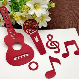Металлические трафареты, трафарет, музыкальная гитара, микрофон, тиснение, нож, шаблон, декоративный декор для скрапбукинга, фотоальбом