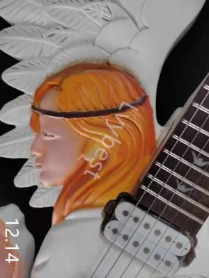 Гитара электрическая Lvybest нестандартной формы, резной дизайн ангела, белая, для басов, AMP, Ped