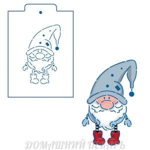 Новогодний гном-1 трафарет для пряников 11 см